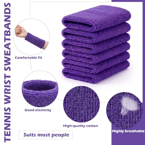 Image of WILLBOND 6 Inch Wrist Sweat Bands for Men Women Tennis Elastic Athletic Long Sweatband Wrist Absorbent for Basketball Tennis Running Outdoor Activity
