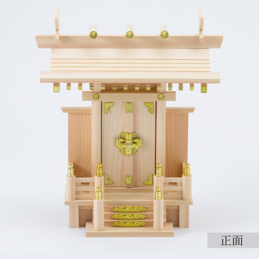神棚 セット 【 コンパクトな省スペースセット/簡単お神札交換 】 中神明 神棚セット 神具付き 榊 お供え 神鏡 東濃桧 東濃ひのき シンプル 本格 日本製 国産 神棚の里