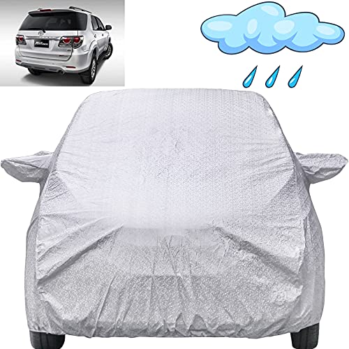 Image of Autofact Waterproof Car Body Cover Compatible with Toyota Fortuner (2009 to 2015) with Mirror Pockets (Shinning Silver)