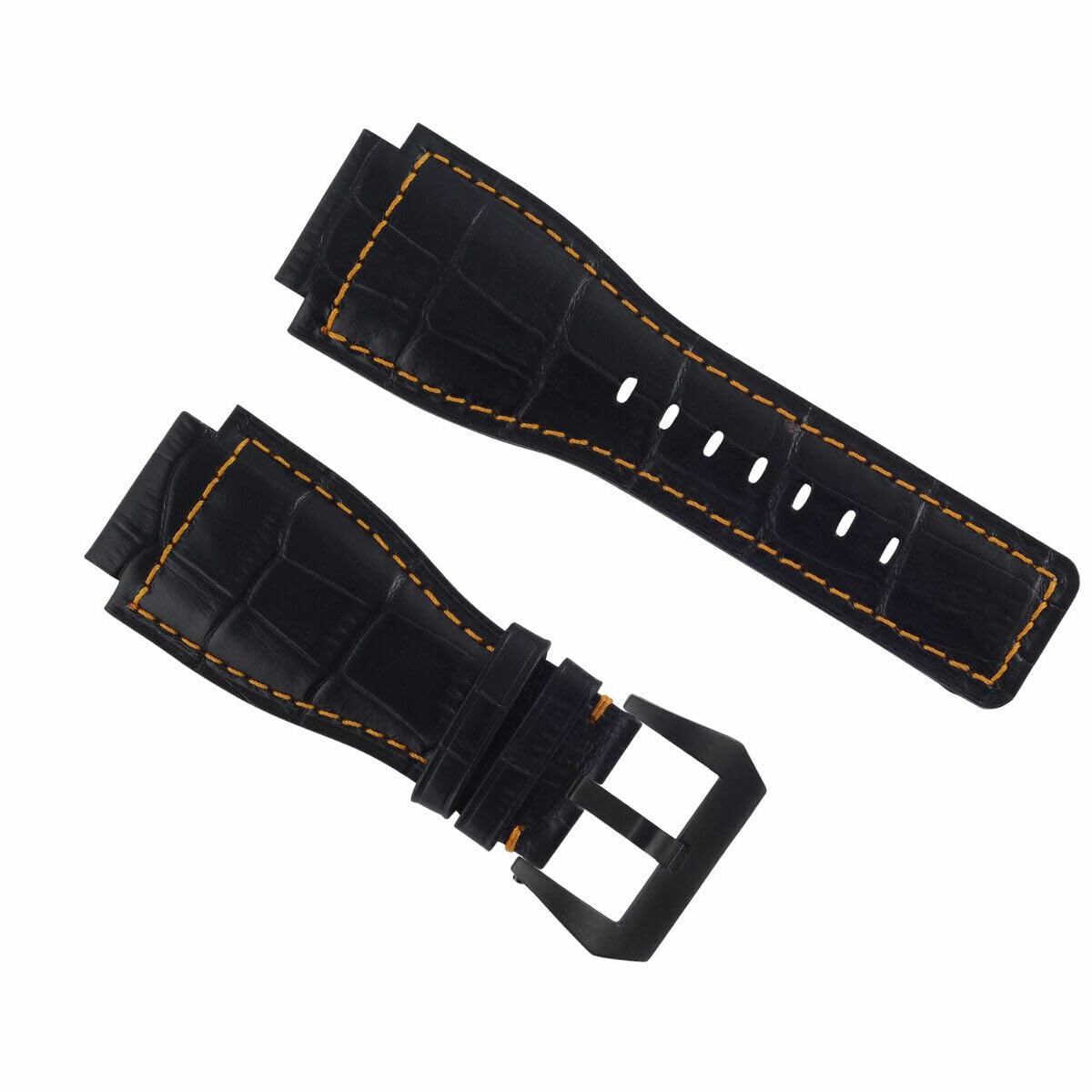 Ewatchparts 24mm Replacement Leather Watch Band Strap Compatible With Bell & Ross BR01-BR03 With Black Buckle