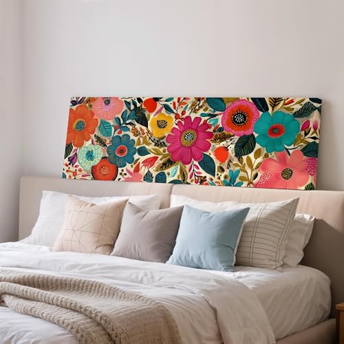 Art botanique impression panoramique grand format de fleurs : décoration murale 60x180 cm