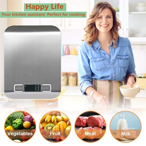 Digital Kitchen Scale, Food Smart Kitchen Scale, Scales Measures Grams and Ounces, LCD Display Scale for Cooking and Baking (Rechargeable+ Battery Both Usage) - Image 6