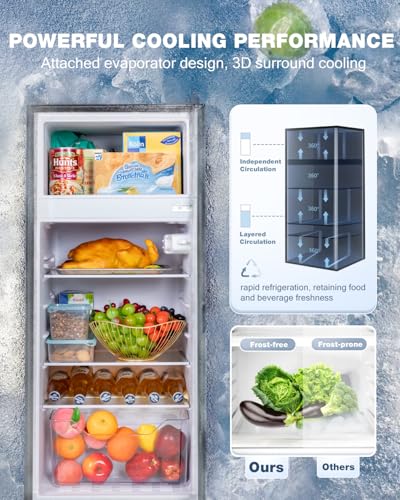 image for Tehanld Double Door Refrigerator with Freezer, 4.5 Cu.Ft, Small Fridge