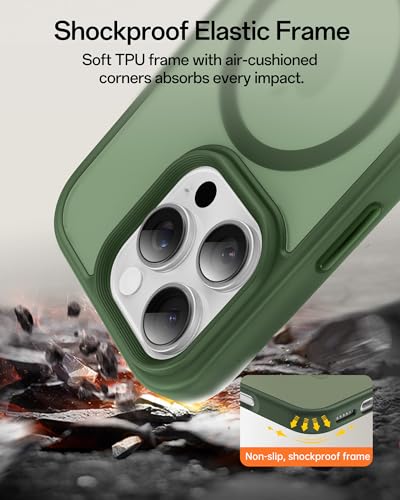 Image of UNBREAKcable Magnetic for iPhone 16 Pro Max Case 6.9-Inch, Compatible with MagSafe, Full Camera Protection, Built-in Magnetic Ring, Drop Protection Shockproof Slim Phone Cover - Dark Green