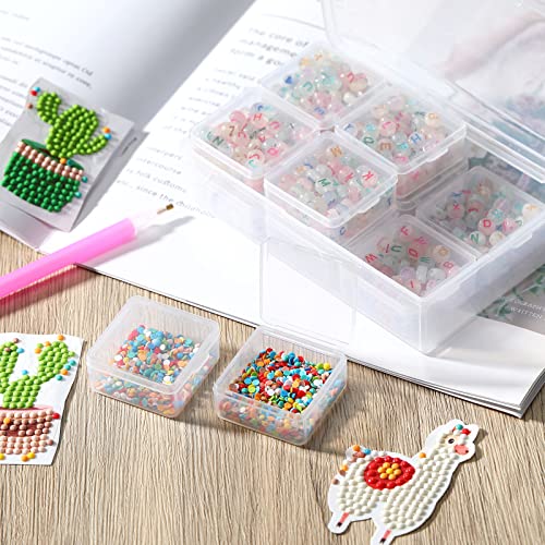 Image of Blulu 13 Pieces Small Bead Organizers Plastic Bead Storage Containers with Lids Mini Clear Storage Cases Transparent Craft Boxes for Jewelry Diamonds DIY Art Craft Accessory(1.5 x 1.5 x 0.7 Inch)