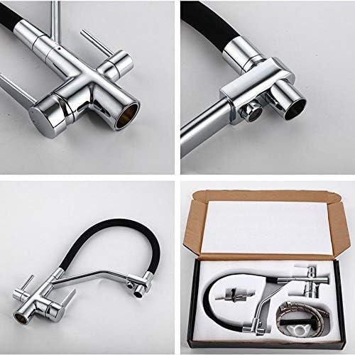 Toque de cocina de 3 vías con filtro de agua Sistema de ósmosis inversa universal 360 ° Spout Spout Multi Function Mixer en instalación de fregadero Diseño de silicona duradero LWX