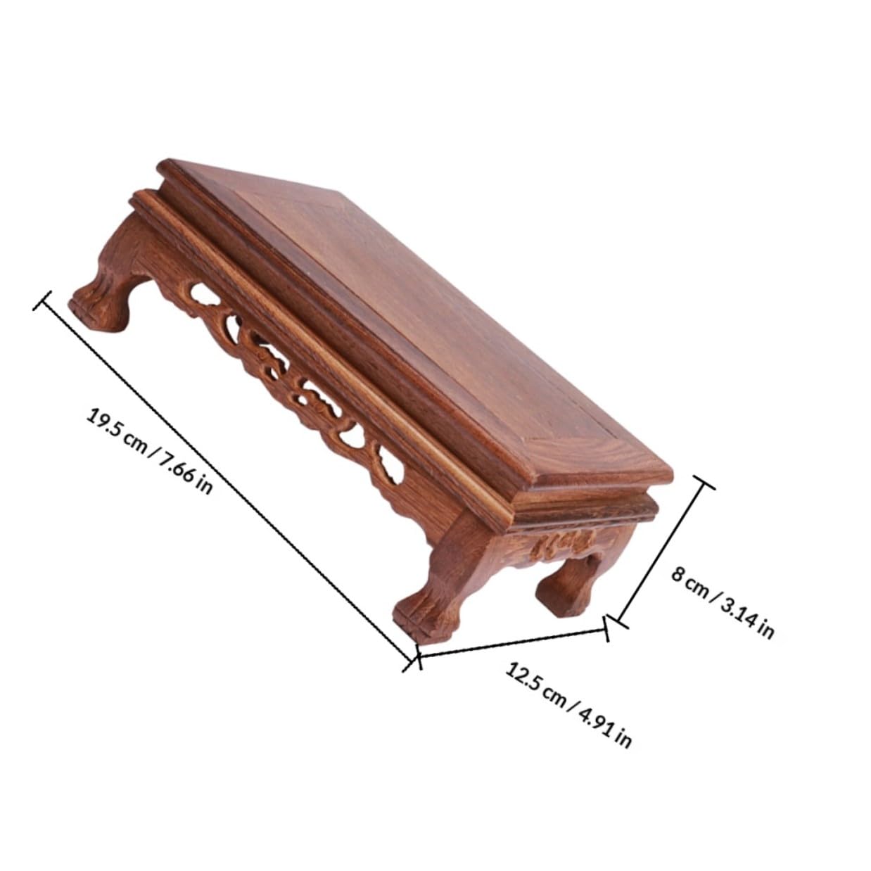 Toyvian Soporte Rectangular de Madera de Pollo de Ala Tallada, Base para Jarrones y Piedras Decorativas, Pedestal de Madera Natural 19,5x12,5x8 Cm para Exhibición en Hogar y Salón