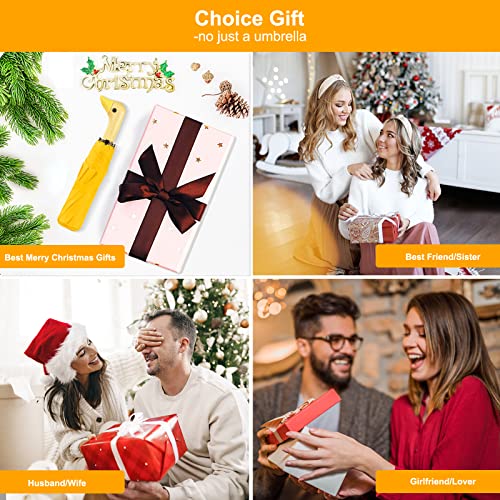 Leagera Compact Umbrellas For Rain&Sun, Travel Umbrella Cute Duck Head Handle Design For Girls Gifts, Steady 8 Ribs Folding Umbrella Lightweight And Small #TOP6