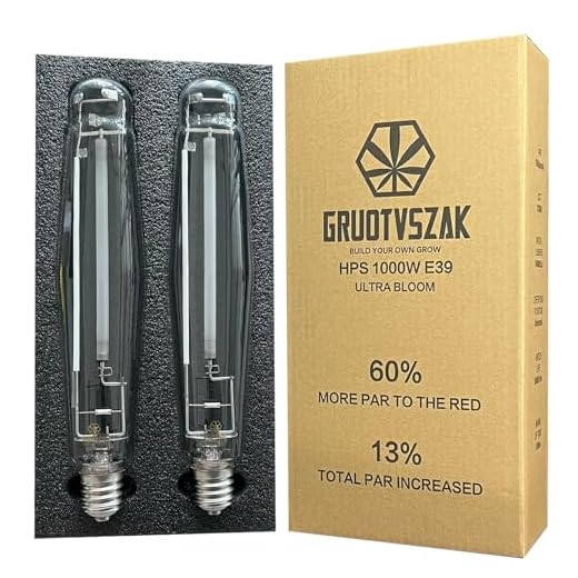 GRUOTVSZAK HPS 1000 Watt Grow Light Bulb E39 60% Increases on RED Spectrum 1950μmol 136000lm Ultra Bloom Flowering High Pressure Sodium 2-Pack