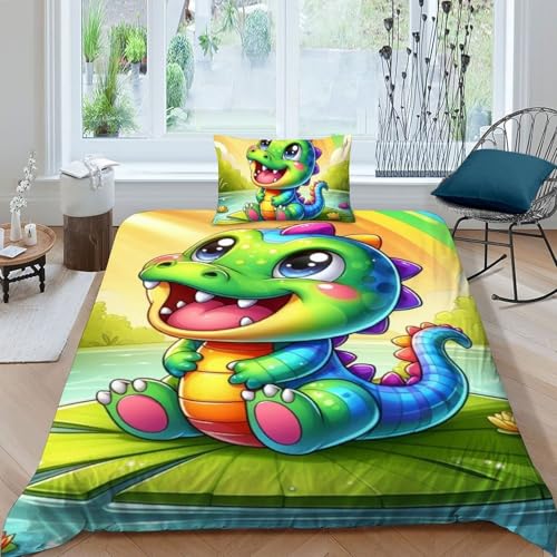 Housse de couette crocodile parure de lit douce pour chambre d'enfant