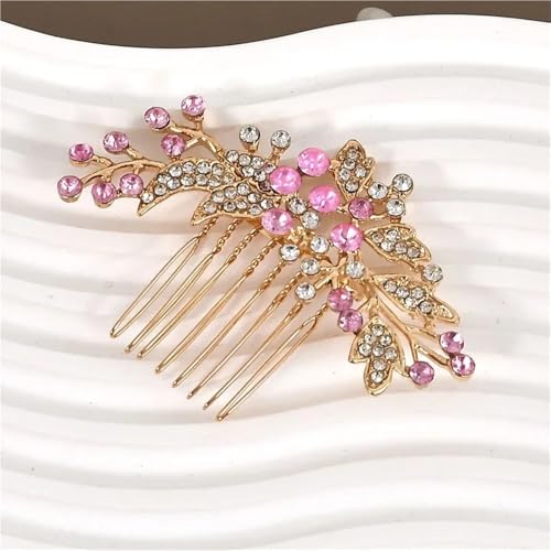 Headband Gold Plated Metal Hair Comb Clips Leaf Pearl Hairpin Rhinestone Headpieces for Women Girl Bride Wedding Hair Jewelry Accessories(03)