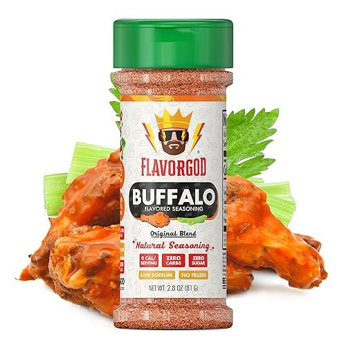 Image of Flavor God Premium All Natural & Healthy Buffalo Seasoning Mix | Spice Blend for Grilling Chicken, Beef, Seafood, Vegetables, Salad, Tacos, Pizza, Pasta - Kosher, Gluten-Free, Dairy-Free