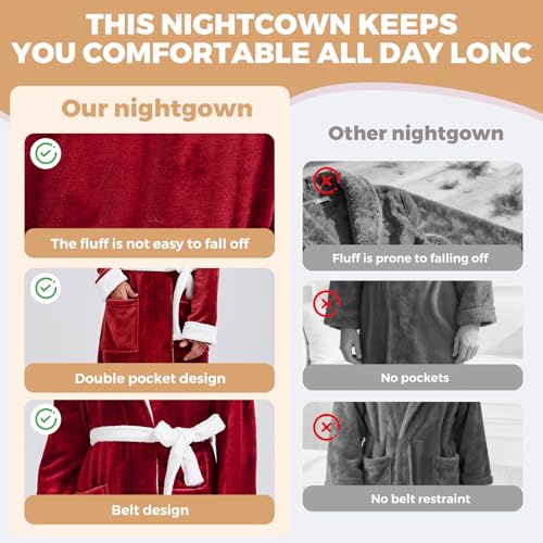 Image of FashGudim Mens Robes Big and Tall with Hood Two-Tone Flannel Fleece Contrast Bathrobe Full Length Plush Long Robe House Coat