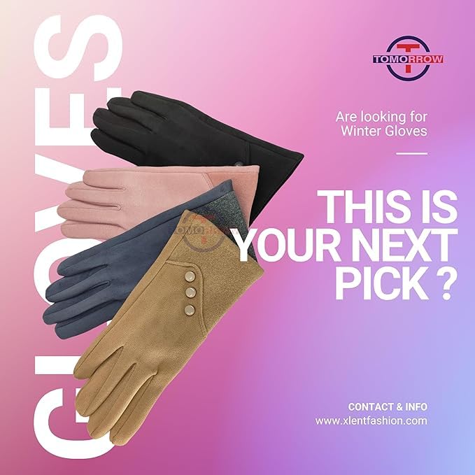 Image of Tomorrow Winter Gloves for Women, Cold Weather Suede Gloves, Touchscreen Gloves for Women, Gloves for Cold Weather and Outdoor Activities,Plush lined gloves, Thermal winter gloves