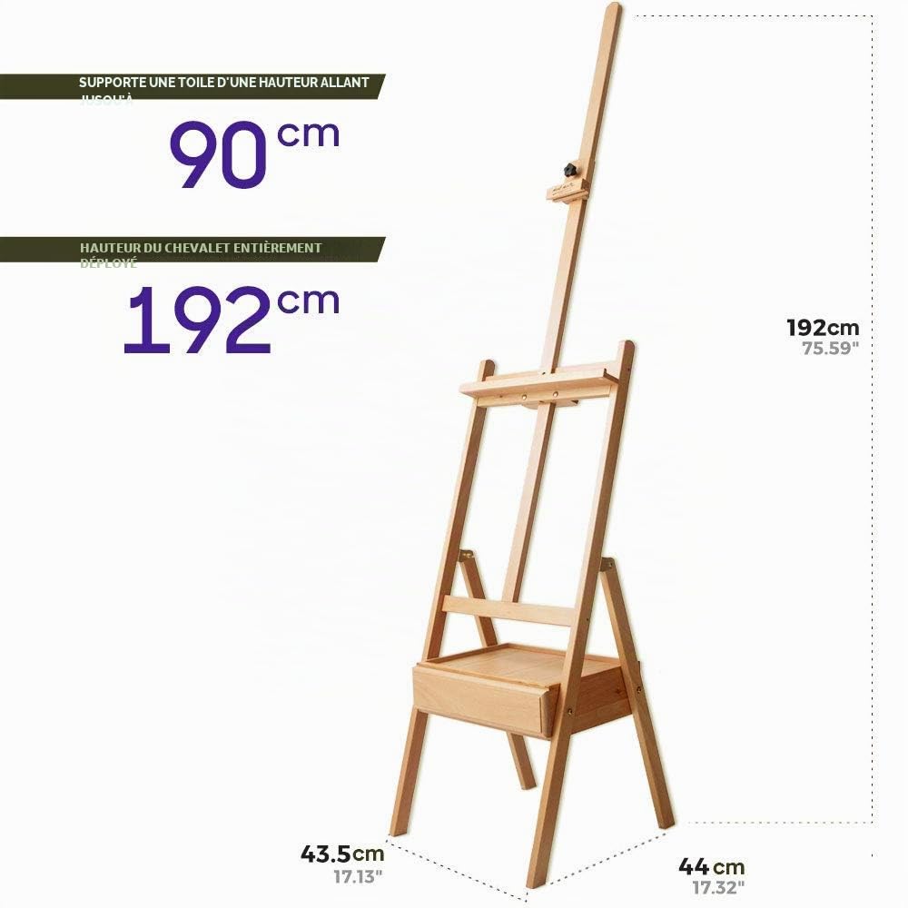 Mont Marte Signature Box - Chevalet de sol en bois de hêtre mesurant 43,5 x 44 x 150 cm (L x l x H)