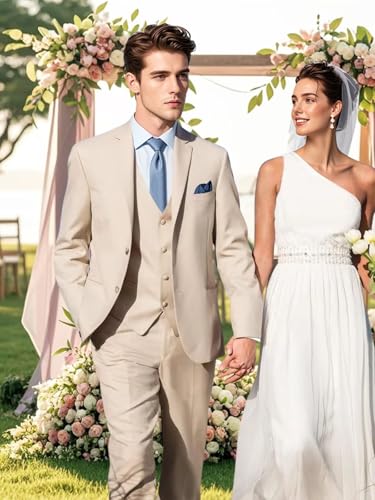 Suits for Men 3 Piece Slim Fit Casual Tuxedo Business Wedding Groom Prom Homecoming Suits Blazer Vest Pants3