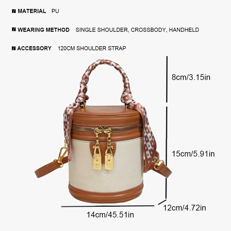 Trendy retro bucket bag for women top handle and Detachable Shoulder Strap, Perfect for Daily Use and Gatherings3