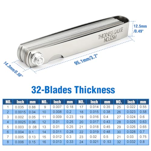 Image of BETOOLL 9pcs Petrol Engine Cylinder Compression Tester Kit with Spark Plug Gap Tool 32 Blades Steel Feeler Gauge 300PSI Engine Cylinder Compression Gauge Automotive Tool