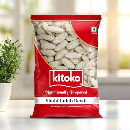 Image of Kitoko Shahi Gulab Revdi | Sweet Sugar Revadi | Fresh and Crunchy Rewari | Til Sweets | Sesame Candy 500gm