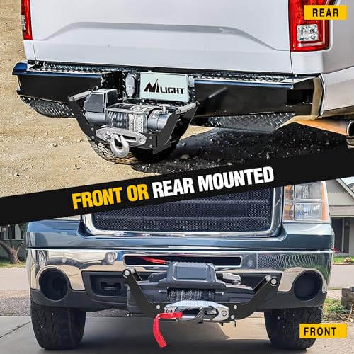 Image of Nilight Winch Cradle Universal Mount Plate 10 x 4 1 /2 inch Winch Bracket Winch Mounting 2 Inch Receiver Hitch 8000-13,000 Lb Capacity Recovery Winches Foldable