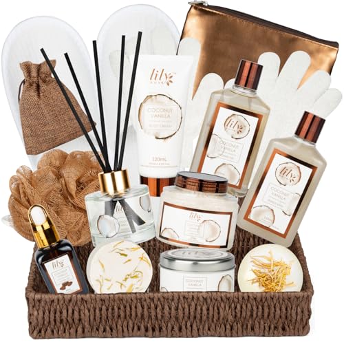 Image of 28Pcs Coconut Vanilla Spa Gift Set, Complete Spa Gift Baskets for Women | Women Gifts, Men Gifts, Spa Kit, Spa Gifts for Mom & Dad, Christmas, Mother's Day, Valentine's, Birthday, Hydrating Skin Care