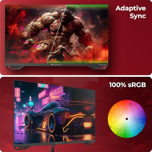 Image of Zebronics S27A 27 inch inch (68.5 cm) Gaming Monitor, 220Hz Refresh Rate, Fast IPS Display, HDMI, DP, FHD 1920x1080, 350nits Brightness, Built-in Speakers, ZGame Aid, Adaptive Sync, Bezel-less, Wall Mountable