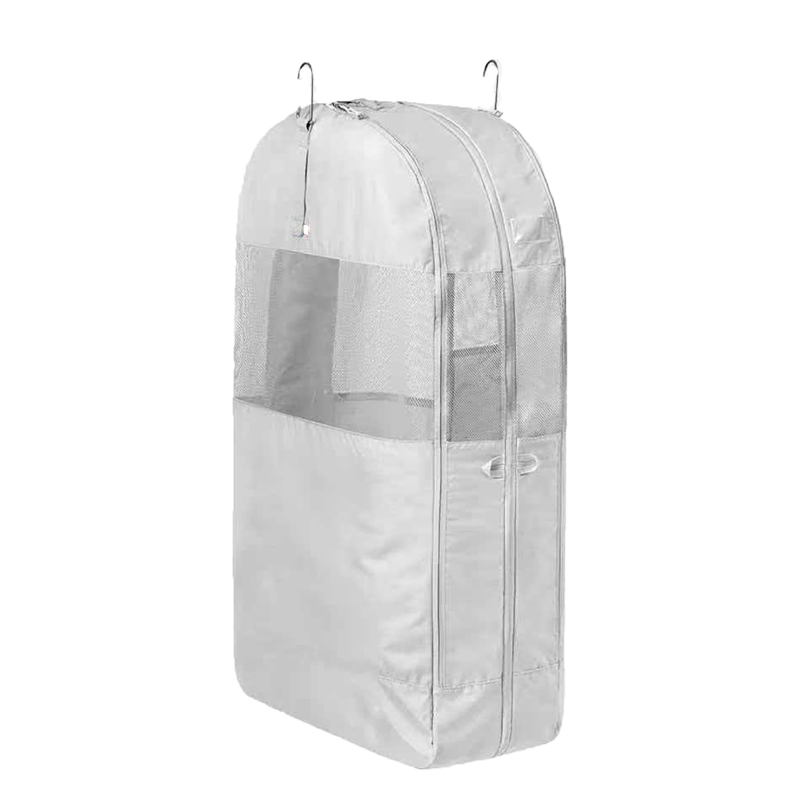 Nailon Fundas Ropa Armario Colgar Bolsas para Guardar Ropa | Malla Transpirable Cremallera Bolsillo Transparente Etiquetas para Abrigos Camisas(Gray)
