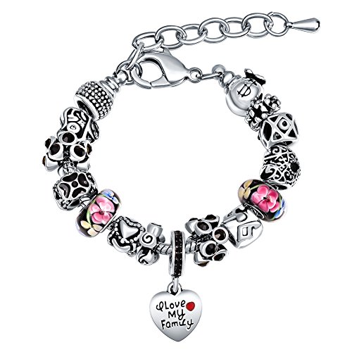 Preisvergleich Produktbild MANBARA Frau Armband liebe meine Familie Brief Anhänger Schmuck Kristall Armband