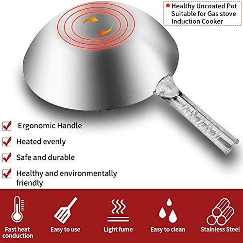 Wok tradicional de acero inoxidable 36 cm miniatura 4