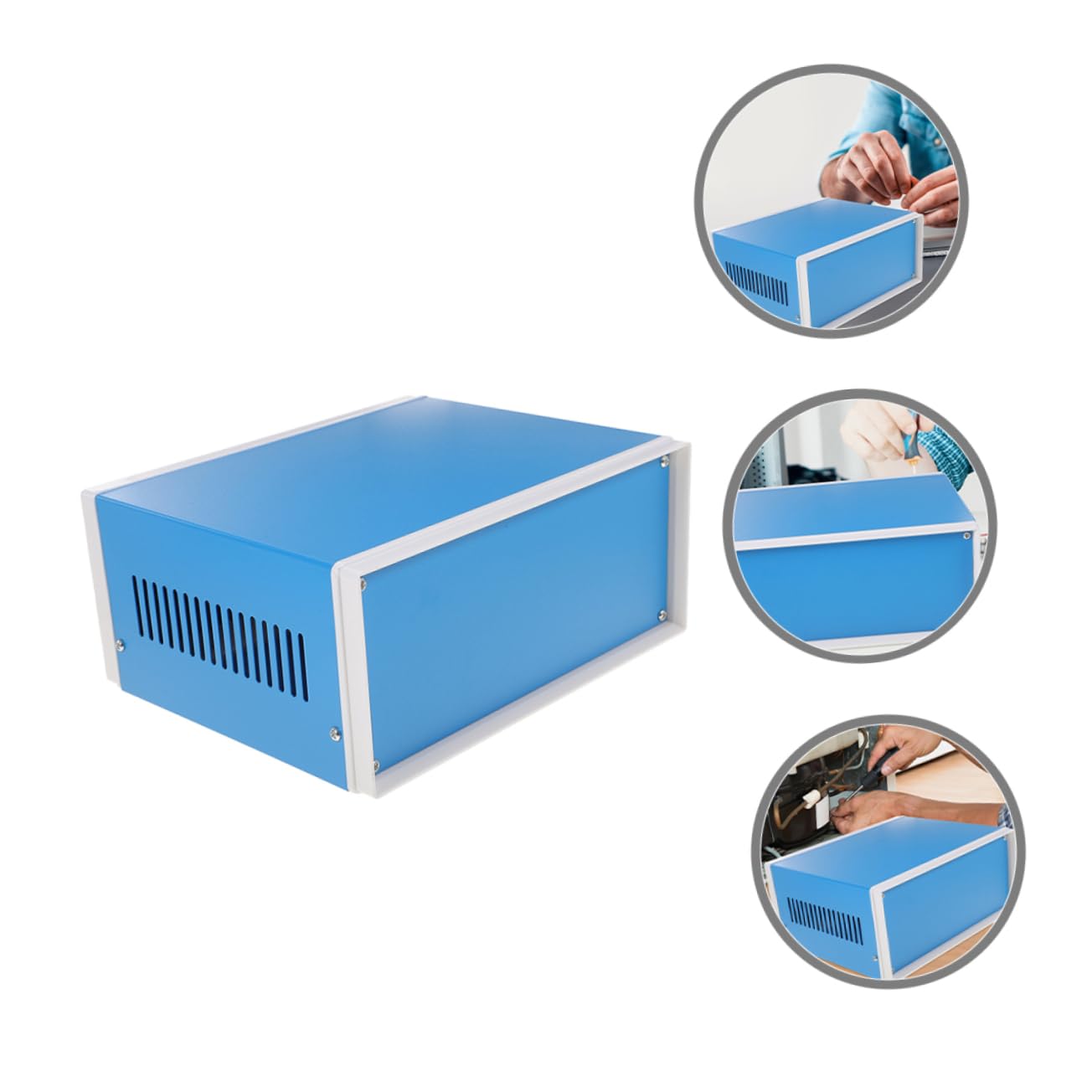 Scatola Derivazione Interna in Metallo Blu per Applicazione Elettronica