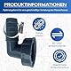Waschmaschinen-Ablaufschlauch Anschlusstülle, 1 1/4 Zoll, 90° Winkelanschluss mit Schlauchschelle, für Wandeinbau-Siphons