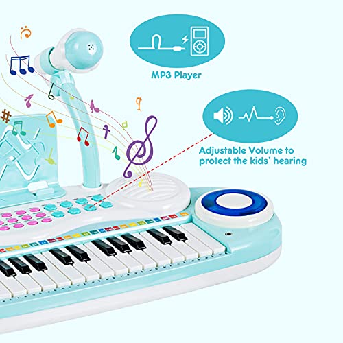 COSTWAY 37-toetsen kinderpiano, elektronisch toetsenbord orgel met krukje, kinder muziekinstrument, multifunctionele… - Image 5