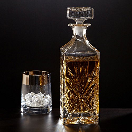 Crystal Whiskey, Wine, Bourbon, Tequila or Scotch Decanter Vintage Square Design Decanter Bottle