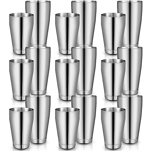 Dandat Cocktail Shaker, Professional Boston Cocktail Shaker Set, Stainless Steel Martini Drink Shakers Bartending, 18 Oz & 28 Oz Bar Shake Mixer Tin Tools for Bartender Cocktails(Silver,16 Pcs)