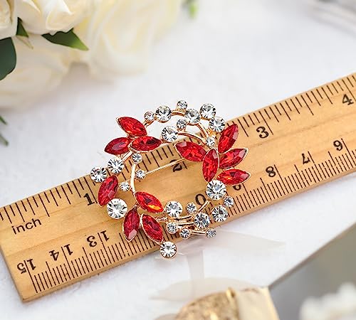 Image of Gyn&Joy Clear Crystal Rhinestone Floral Wreath Pin Brooch BZ005