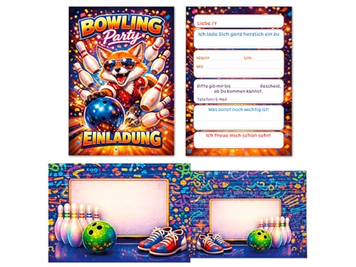 8 tarjetas de invitación para cumpleaños infantiles, incluye 8 sobres, bolos, bolos, bolos, bolos, cumpleaños, bolos, cumpleaños de niñas, cumpleaños