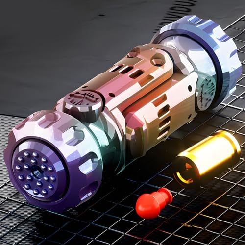 Image of Metal Tungsten Steel Fidget Toy Gun Fidget Slider Fidget Gun Stress Relief Relax EDC Gyro Finger Toy Fidget Ring Fingertip Textured Spinner (Cool Color)