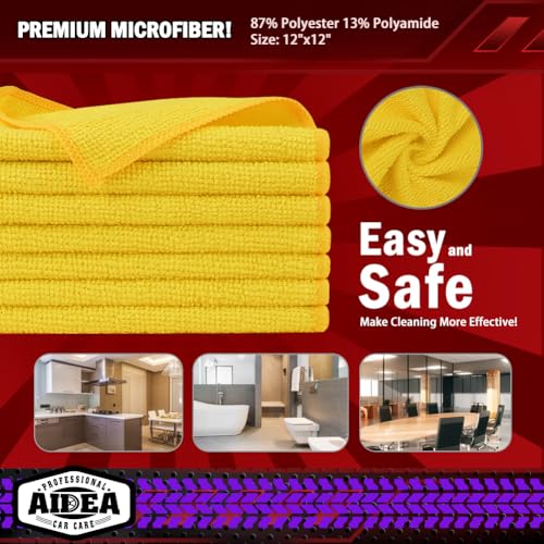 Image of AIDEA Microfiber Cleaning Cloth, 10PK, Microfiber Towels for Cars, Premium All Purpose Car Cloths, Dusting Cloth Cleaning Rags, Absorbent Towels for SUVs, House, Kitchen, Window, 12 inchx12 inch, Yellow