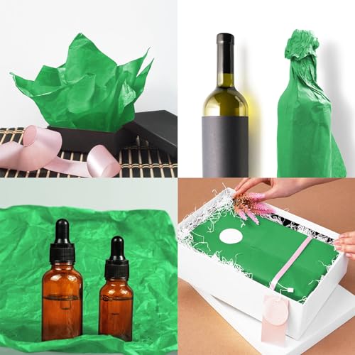 Image of 120 Sheets 20 inchX14 inch Green Tissue Paper for Gift Bags Wrapping, Art Tissue Paper Bulk for Weddings Birthday Party Crafts Decoration