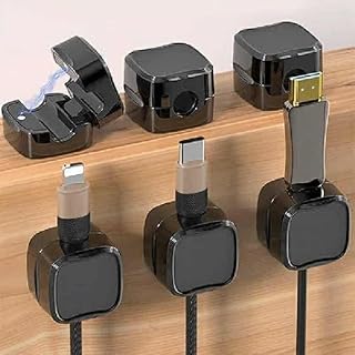 منظم كابلات مكتبي متعدد الاستخدامات، مشابك تثبيت أسلاك الشحن والـ USB للمكتب والطاولة، أسود، عبوة من 6 قطع