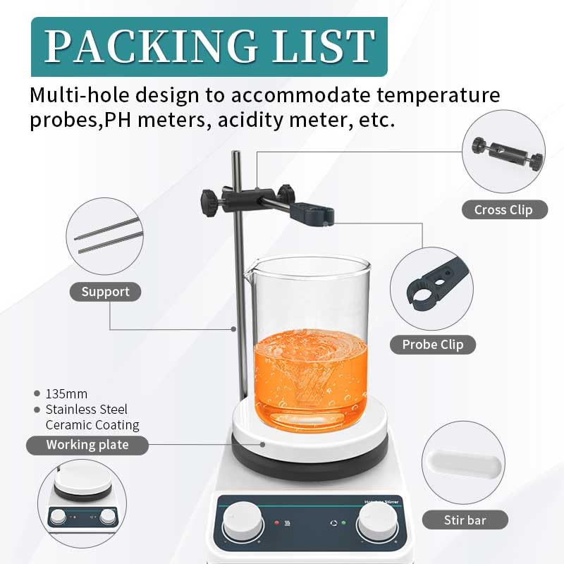 Miniatura 16 de Lab Digital - Agitador magnético de 536 ℉/536.0 °F para placa caliente, mezclador magnético de 3 L, control de perilla de placa calefactora de 50 a