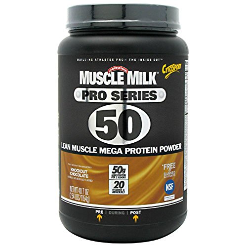 Muscle Milk Pro Series Protein Powder Supplement, Knockout Chocolate, 2.54 Pound, 14 Servings, 50g Protein, 3g Sugar, 20 Vitamins & Minerals, NSF Certified for Sport, Packaging May Vary