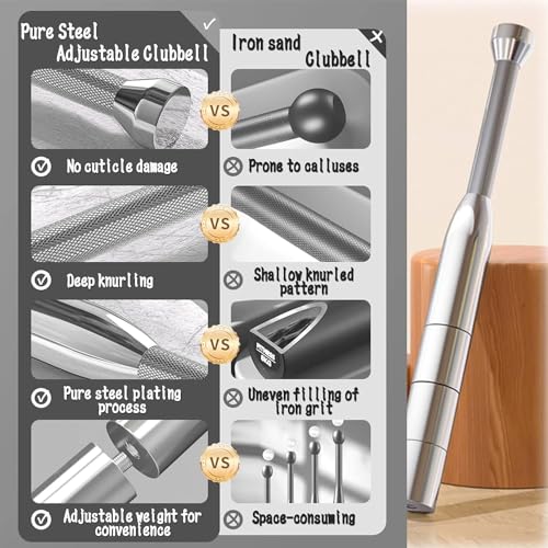 Steel Mace - Mazza indiana regolabile per esercizi muscolari e condizionamento per fitness, stretching e riabilitazione delle spalle, perfetto per casa palestra e ufficio