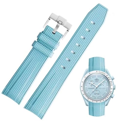 Image of Silicone Rubber Bands for Omega X Swatch Moonswatch Watch Strap 20mm Curved End Weave Style Premium Silicone Rubber Replacement Strap Women Men,for Omega Swatch Moonswatch Speedmaster