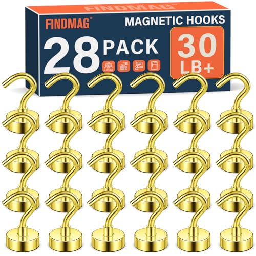 Image of FINDMAG Magnetic Hooks, 30LB+ Magnetic Hooks for Cruise Cabins, 28 Pack