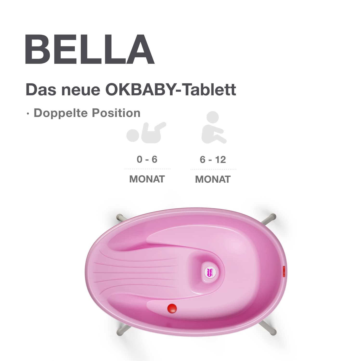 OKBABY Bella Kit mit Halterung, gemütliche Badewanne für Neugeborene und Babys von 0-12 Monate - Pink