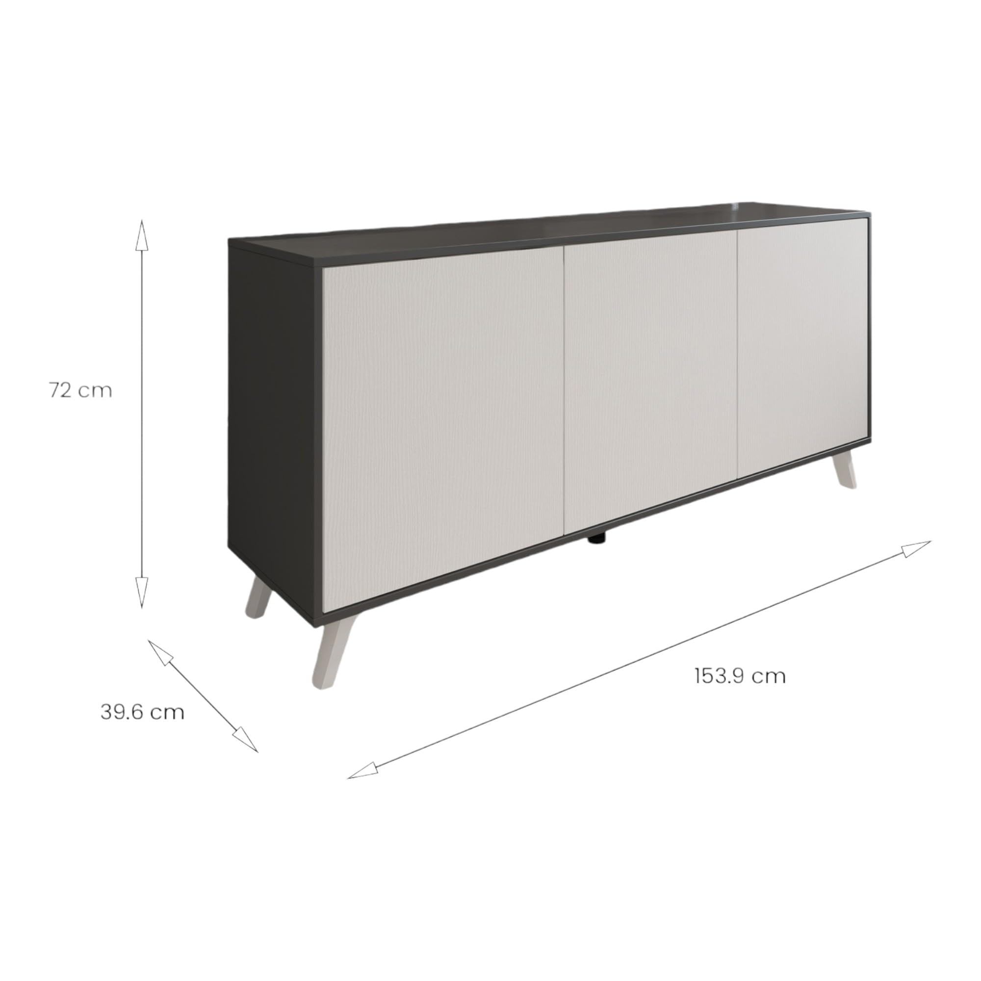 Credenza Dmora Weddell 154x40x72cm - Buffet Soggiorno, Rovere E Bianco, 6 Vani, Pannello Truciolato - Foto 7