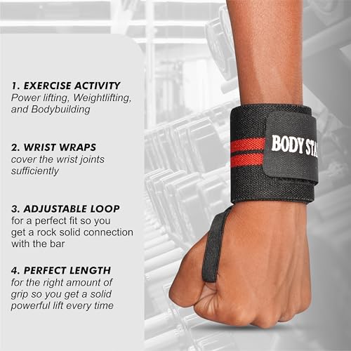 Image of Pro Weightlifting Wrist Wraps with Thumb Loop | Adjustable Gym Wrist Support for Men & Women - Powerlifting, Crossfit, Strength Training & Pain Relief
