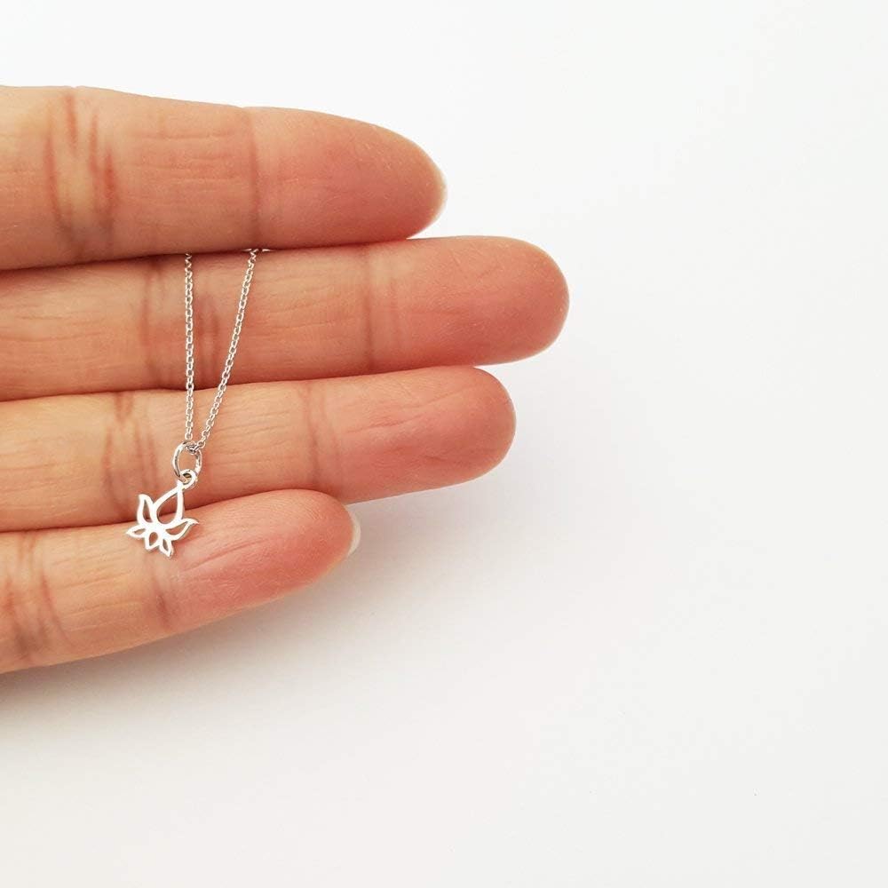 Lotus Bud Charm Sterling Silver Necklace 18" (very tiny size) - Image 3