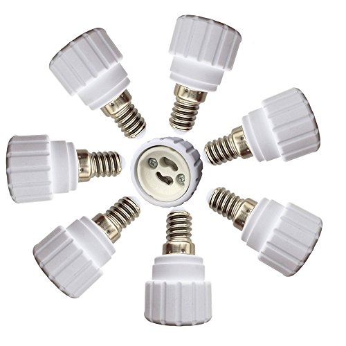 DZYDZR 8 pcs Bulb Holder E14 to GU10 Adapter Converter - E14 Light Socket to GU10 Light Bulb Base Socket, Fits LED/CFL Light Bulbs, Heat-Resistant, Anti-Burning, No Fire Hazard